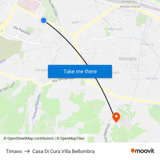 Timavo to Casa Di Cura Villa Bellombra map