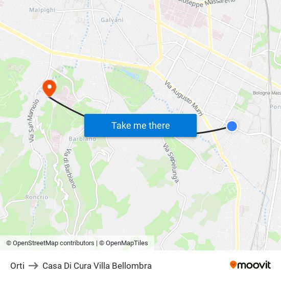 Orti to Casa Di Cura Villa Bellombra map