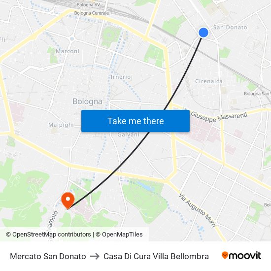 Mercato San Donato to Casa Di Cura Villa Bellombra map