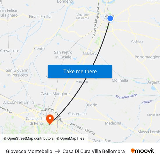 Giovecca Montebello to Casa Di Cura Villa Bellombra map