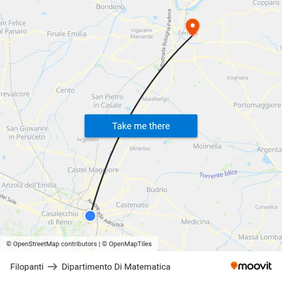 Filopanti to Mathematics Department map