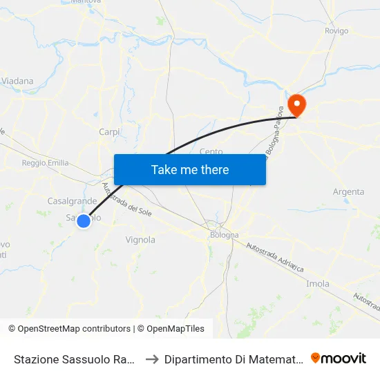 Sassuolo Radici Station to Mathematics Department map