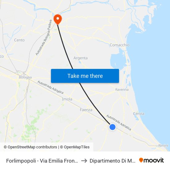 Forlimpopoli - Via Emilia Fronte Distributore to Dipartimento Di Matematica map