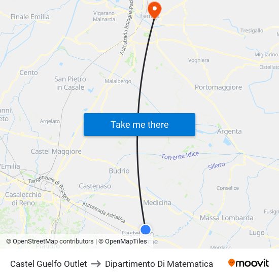 Castel Guelfo Outlet to Dipartimento Di Matematica map