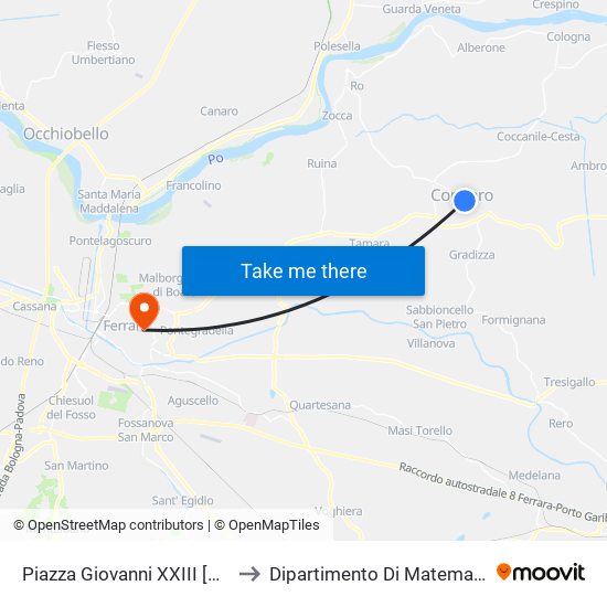 Piazza Giovanni XXIII [005] to Dipartimento Di Matematica map
