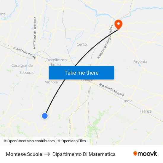 Montese Scuole to Dipartimento Di Matematica map