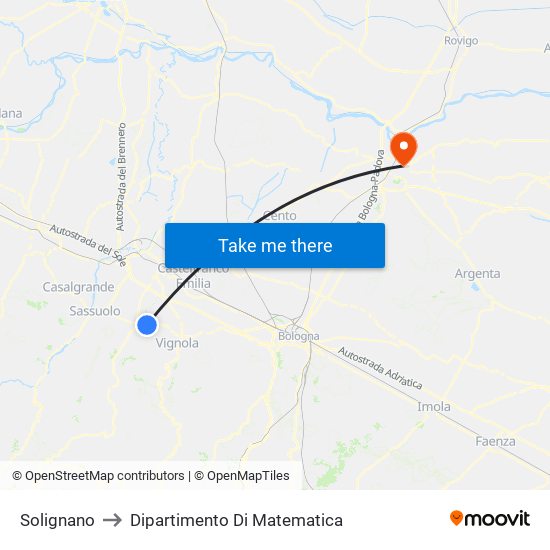 Solignano to Dipartimento Di Matematica map