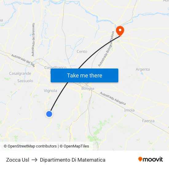 Zocca Usl to Dipartimento Di Matematica map