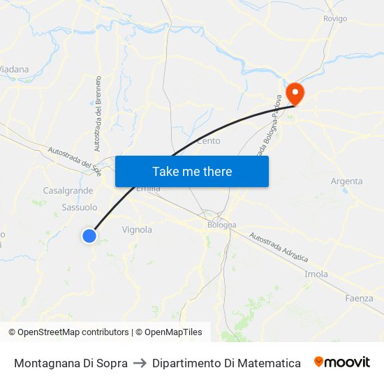 Montagnana Di Sopra to Dipartimento Di Matematica map