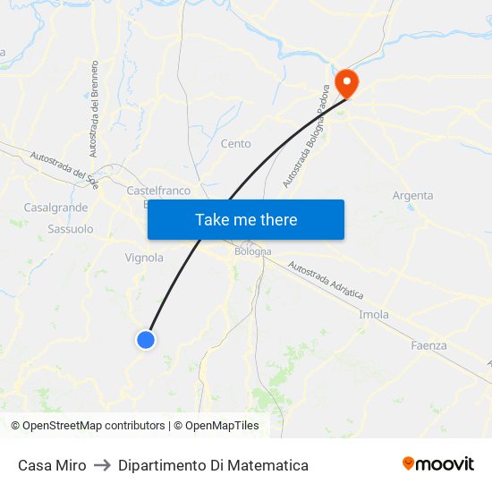 Casa Miro to Dipartimento Di Matematica map