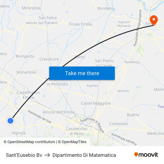 Sant'Eusebio Bv to Dipartimento Di Matematica map