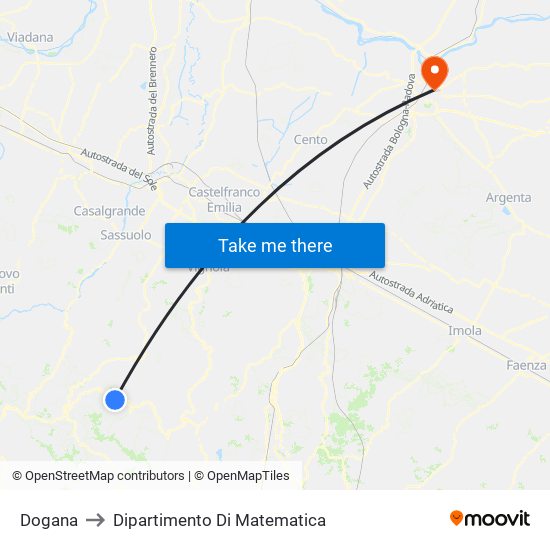 Dogana to Dipartimento Di Matematica map