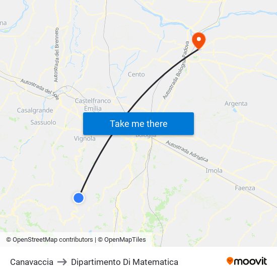 Canavaccia to Dipartimento Di Matematica map