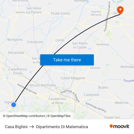 Casa Bighini to Dipartimento Di Matematica map