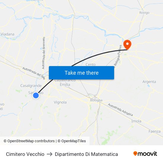 Cimitero Vecchio to Dipartimento Di Matematica map