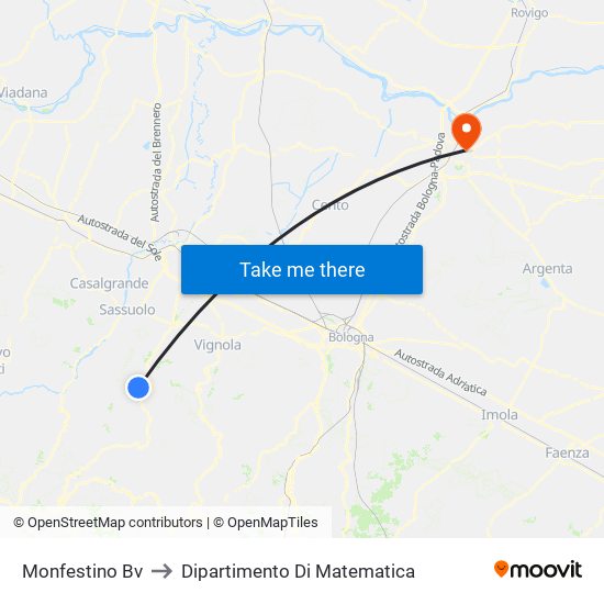 Monfestino Bv to Dipartimento Di Matematica map