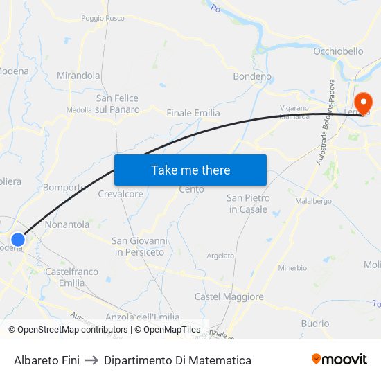 Albareto Fini to Dipartimento Di Matematica map