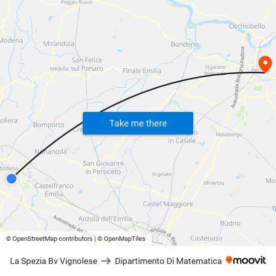 La Spezia Bv Vignolese to Dipartimento Di Matematica map