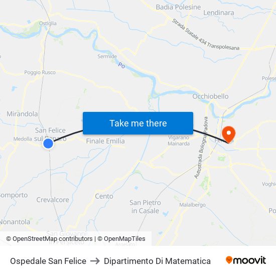 Ospedale San Felice to Dipartimento Di Matematica map