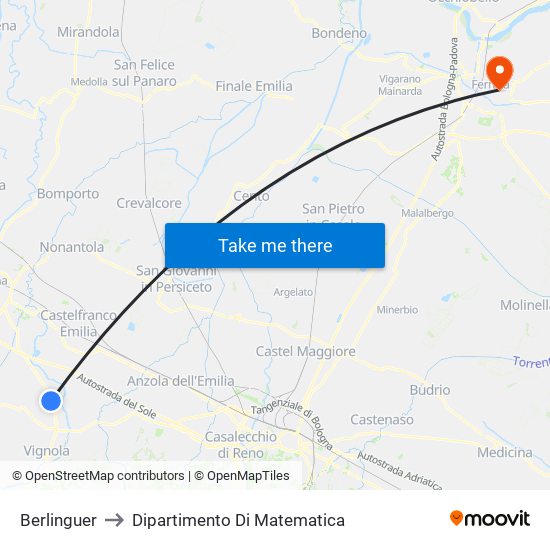 Berlinguer to Dipartimento Di Matematica map