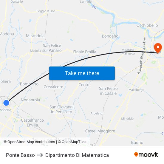 Ponte Basso to Dipartimento Di Matematica map