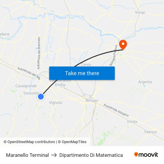 Maranello Terminal to Dipartimento Di Matematica map