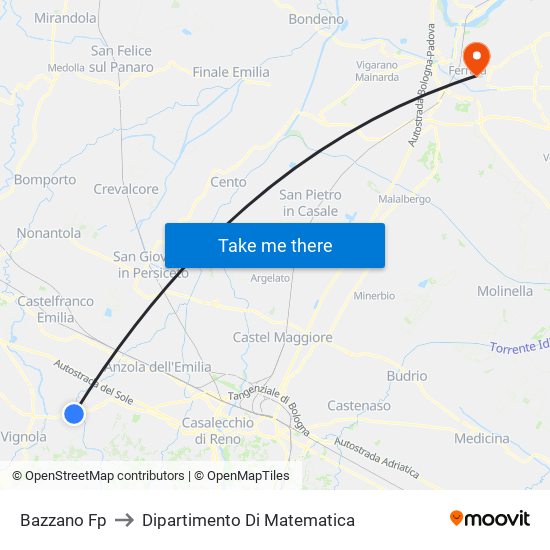 Bazzano Fp to Dipartimento Di Matematica map