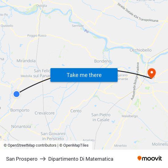San Prospero to Dipartimento Di Matematica map