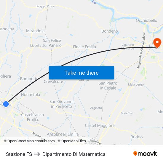 Stazione FS to Dipartimento Di Matematica map