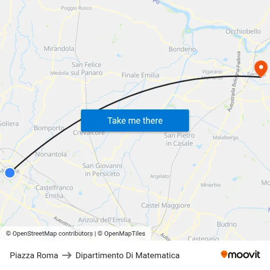 Roma Square to Mathematics Department map