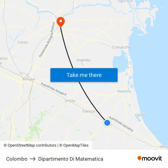 Colombo to Dipartimento Di Matematica map