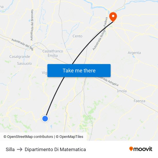Silla to Dipartimento Di Matematica map