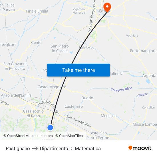 Rastignano to Dipartimento Di Matematica map