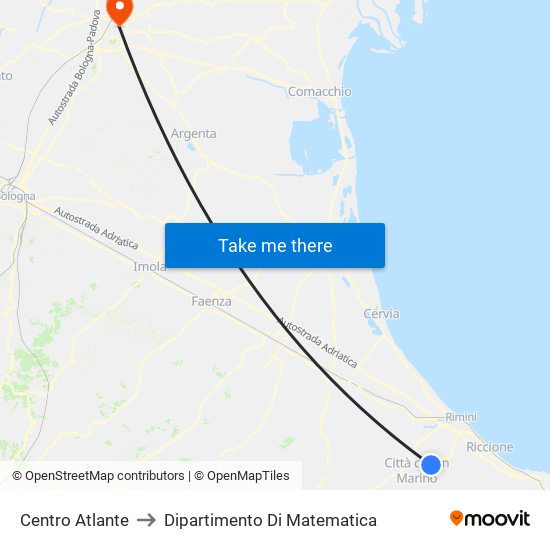 Centro Atlante to Dipartimento Di Matematica map