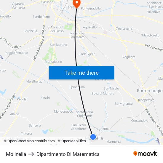 Molinella to Dipartimento Di Matematica map