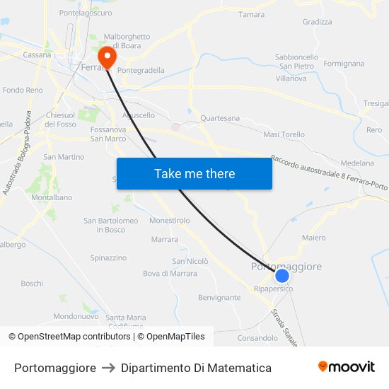 Portomaggiore to Dipartimento Di Matematica map