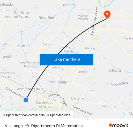 Via Lunga to Dipartimento Di Matematica map