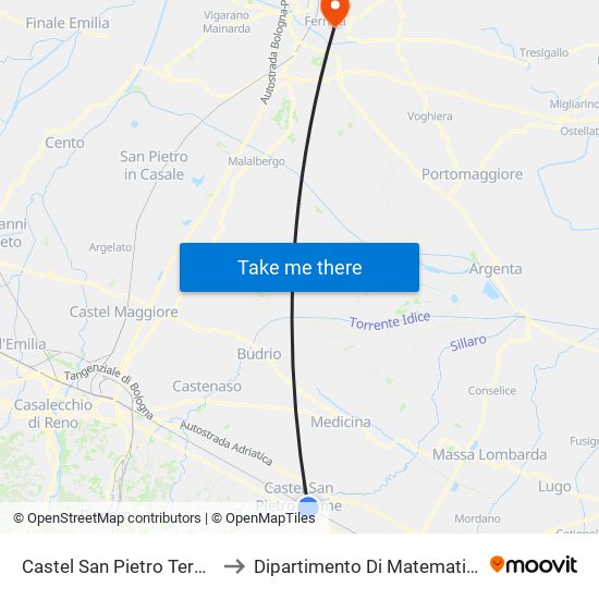 Castel San Pietro Terme to Dipartimento Di Matematica map
