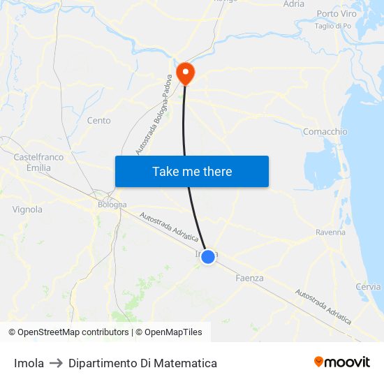 Imola to Dipartimento Di Matematica map