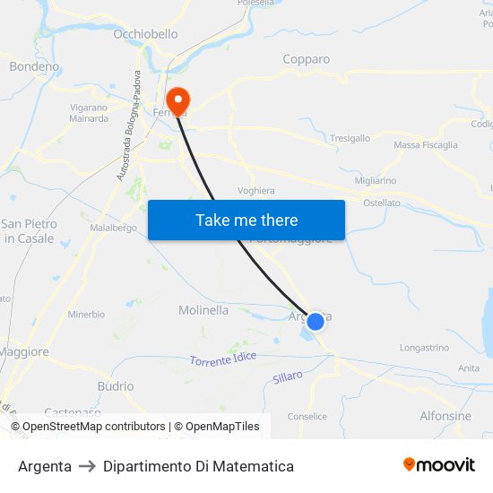 Argenta to Dipartimento Di Matematica map