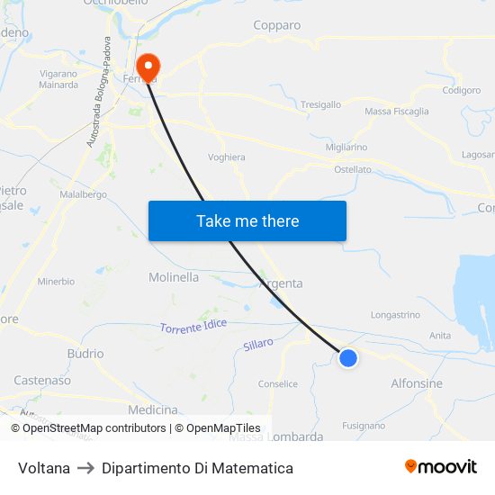 Voltana to Dipartimento Di Matematica map