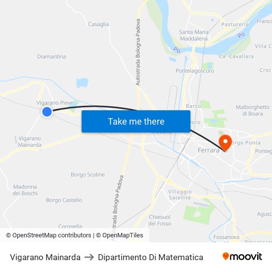 Vigarano Mainarda to Dipartimento Di Matematica map