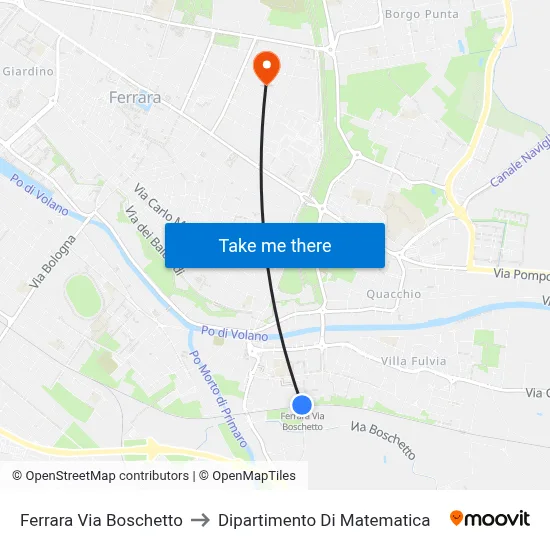 Ferrara Boschetto Street to Mathematics Department map