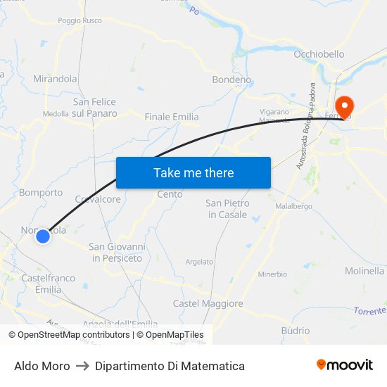 Aldo Moro to Dipartimento Di Matematica map