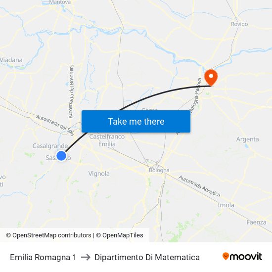 Emilia Romagna 1 to Dipartimento Di Matematica map