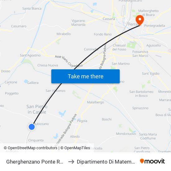 Gherghenzano Ponte Rosso to Dipartimento Di Matematica map