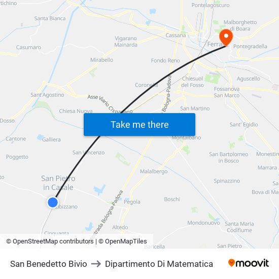 San Benedetto Bivio to Dipartimento Di Matematica map