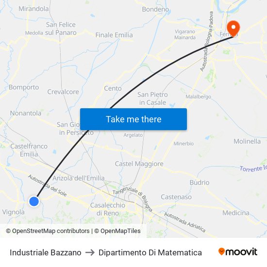 Industriale Bazzano to Dipartimento Di Matematica map