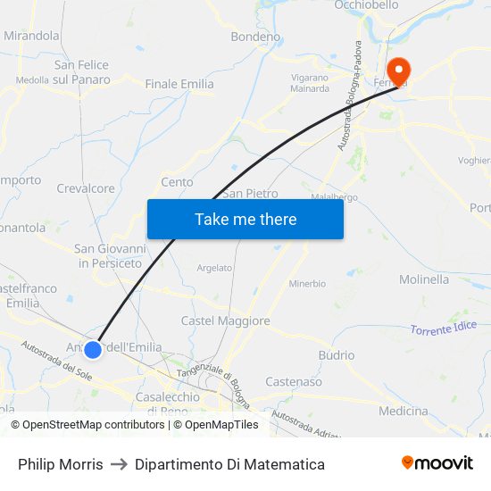 Philip Morris to Dipartimento Di Matematica map