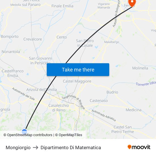 Mongiorgio to Dipartimento Di Matematica map